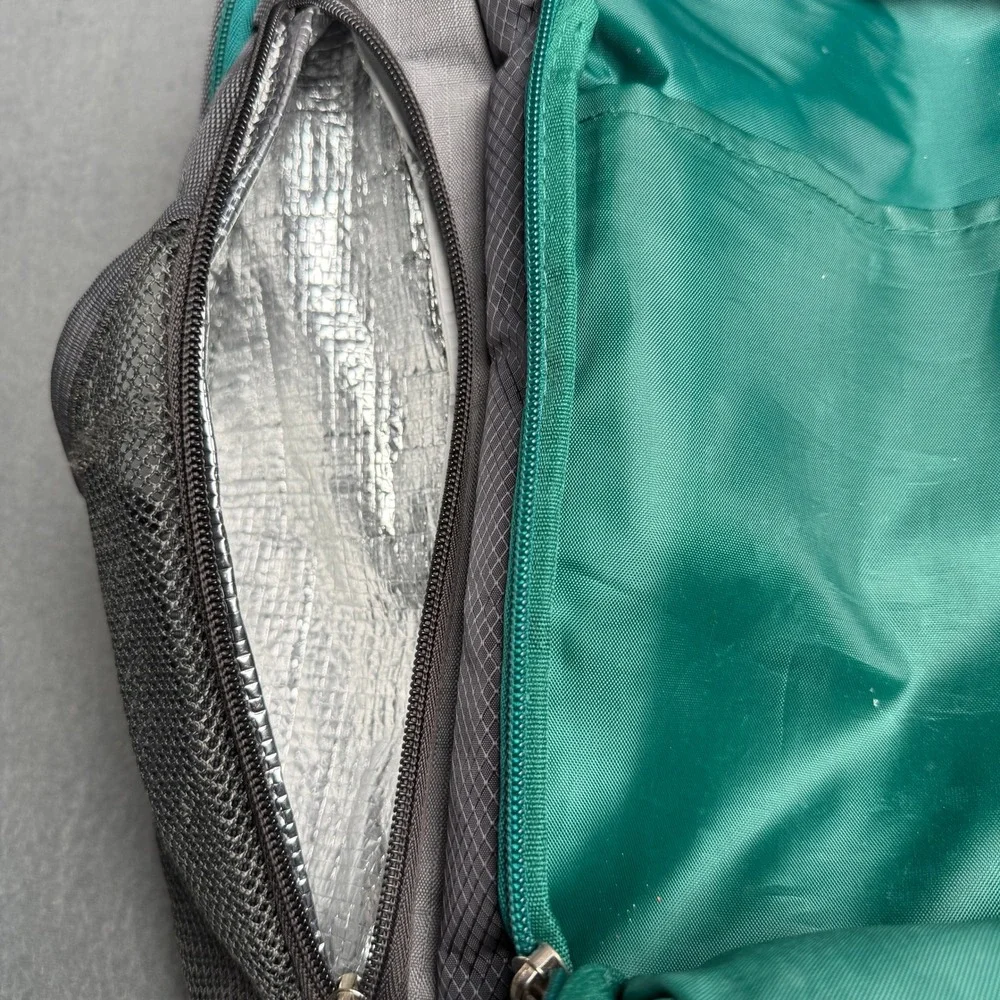 Eddie‎ Bauer Backpack Gray Teal Ripstop Insulated Pocket Hiking Travel Daypack